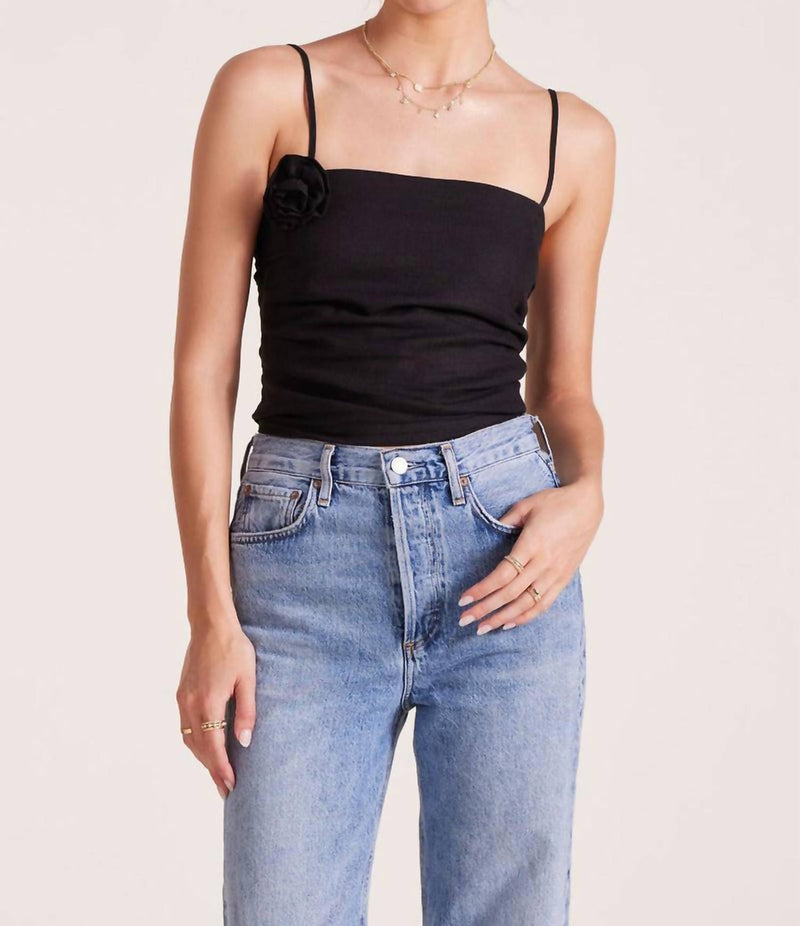 bobi Rose Linen Tube Top in black - women's tank top