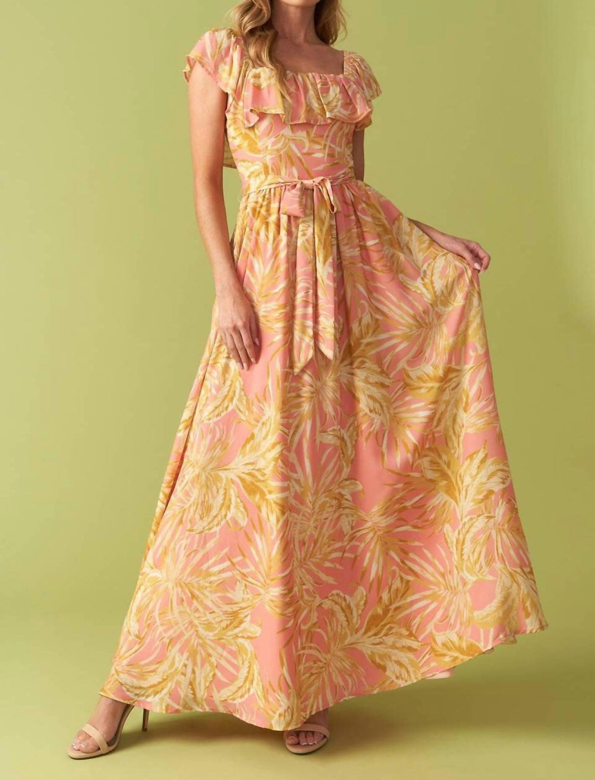 Flying Tomato - Printed Woven Midi Dress