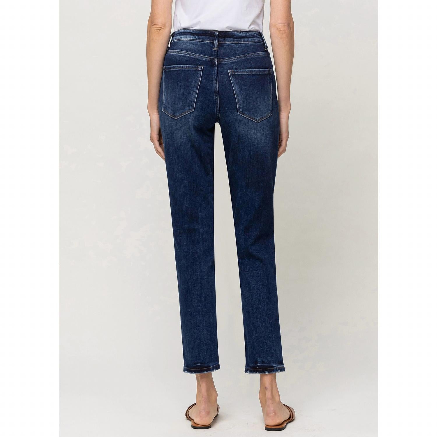 VERVET BY FLYING MONKEY Super High Rise Mom Jeans in dark indigo - women's jeans - alternate view
