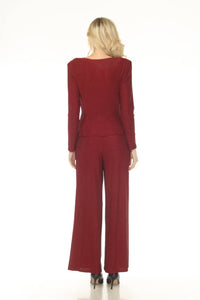 Joseph Ribkoff - Shimmery Faux Wrap Wide Leg Jumpsuit