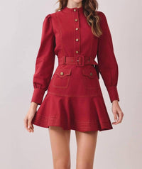 Tcec - Button Me Up Belted Dress