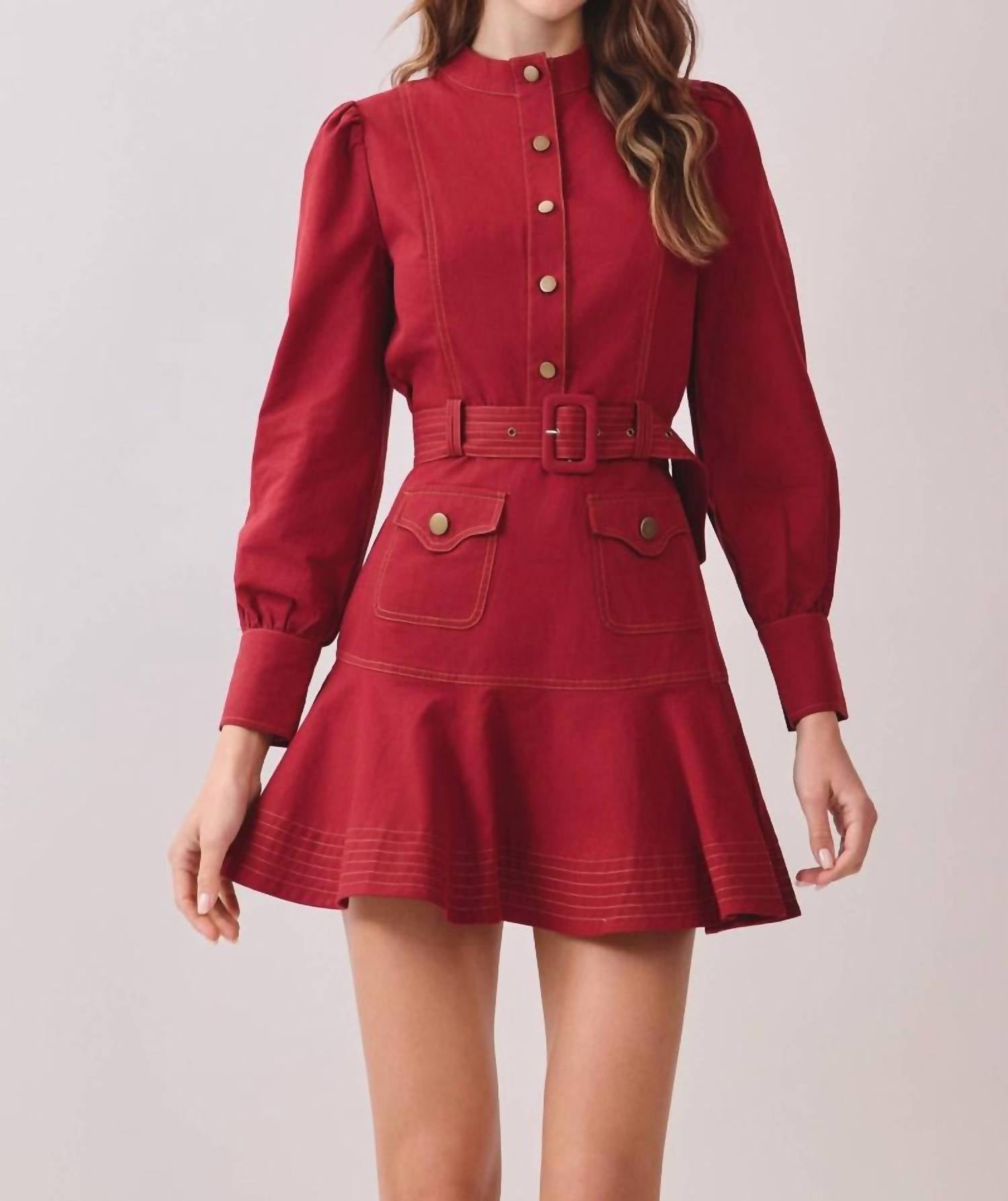 Tcec - Button Me Up Belted Dress