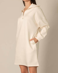 P.CILL Quarter Zip Long Sleeve Dress in ivory - women's dress - alternate view