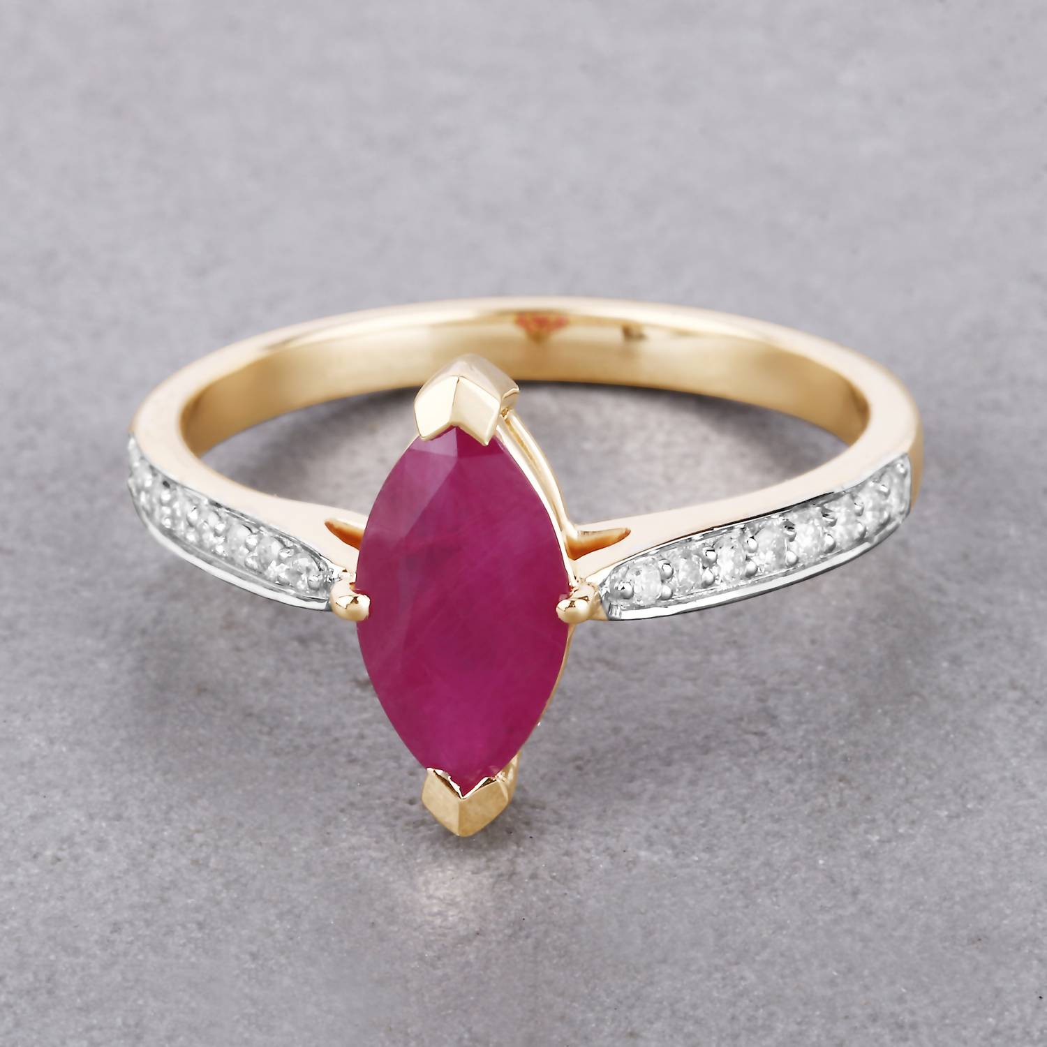 Diana M Jewels Women's Marquise Natural Ruby Fashion Ring (1.51 Ct) - Classic in 14k yellow gold - women's jewelry - detail view