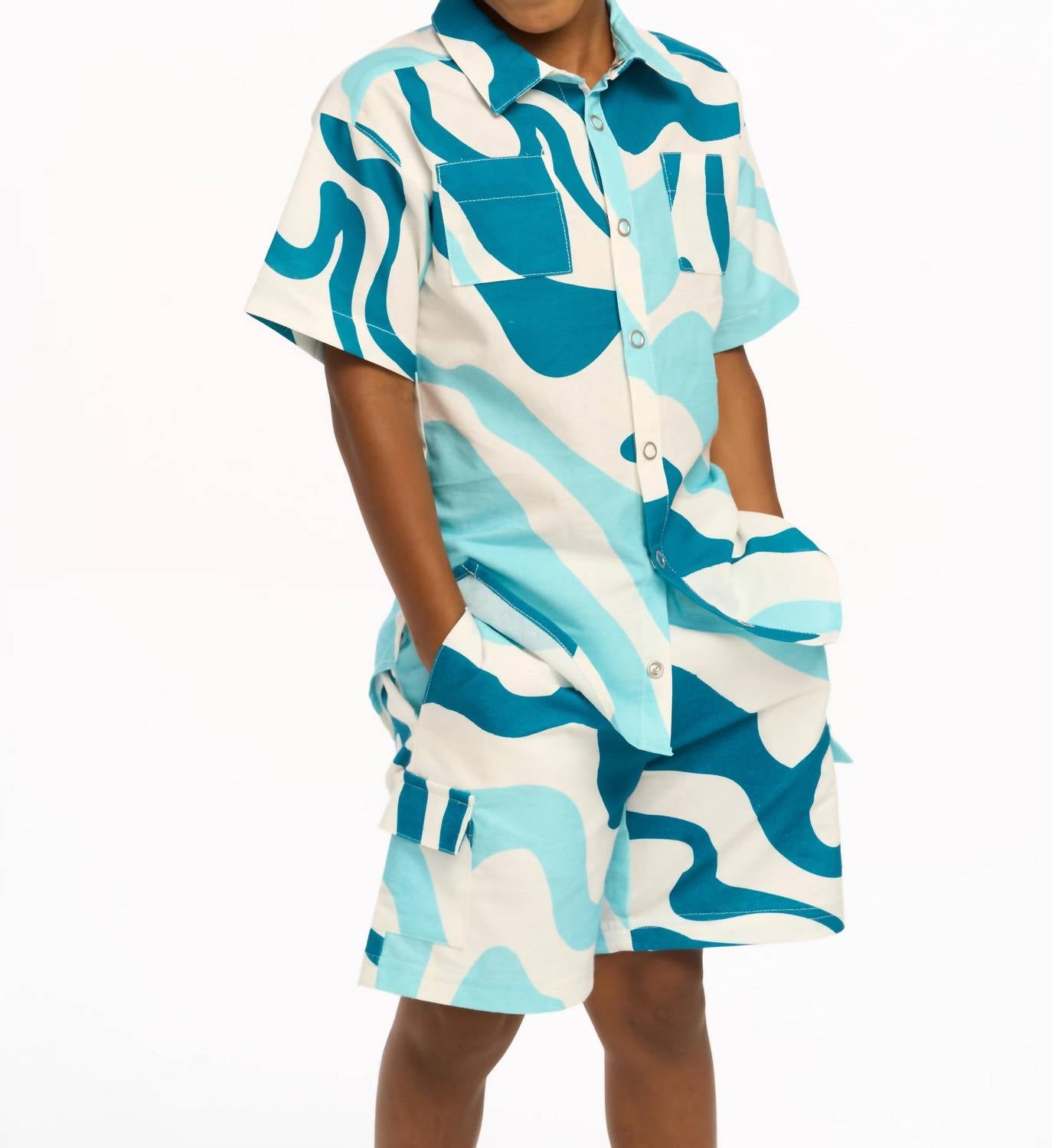 Chaser - Wavy Stripe Short Sleeve Shirt