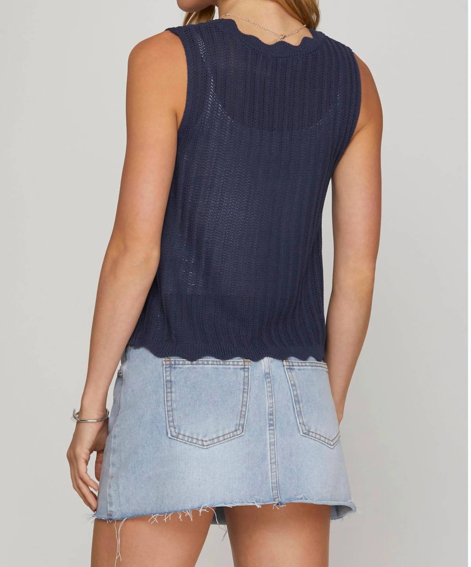 She + Sky - Harbor Scallop Tie Sweater Vest