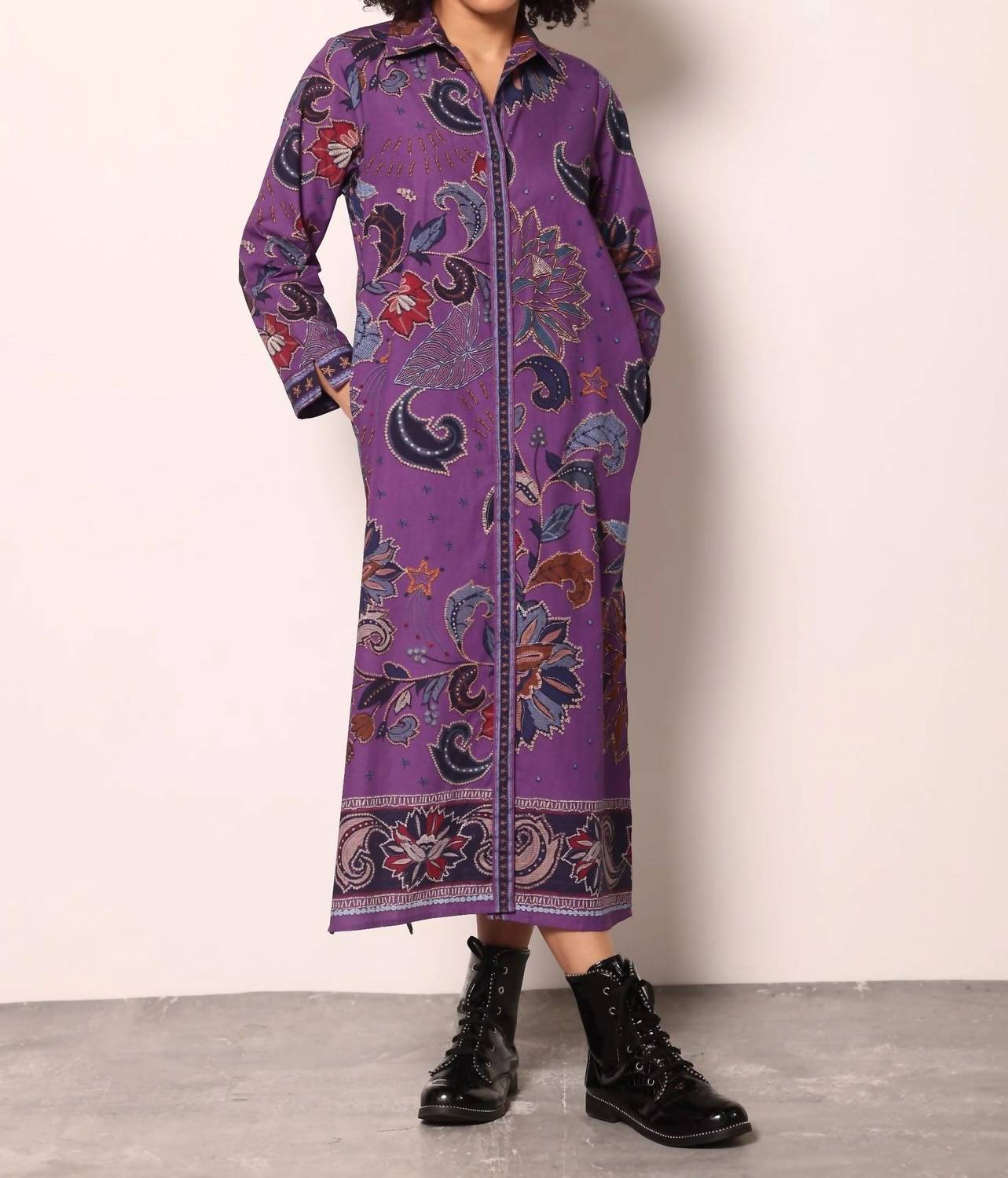 maude vivante Eliza Midi Dress in purple sparkle - women's dress