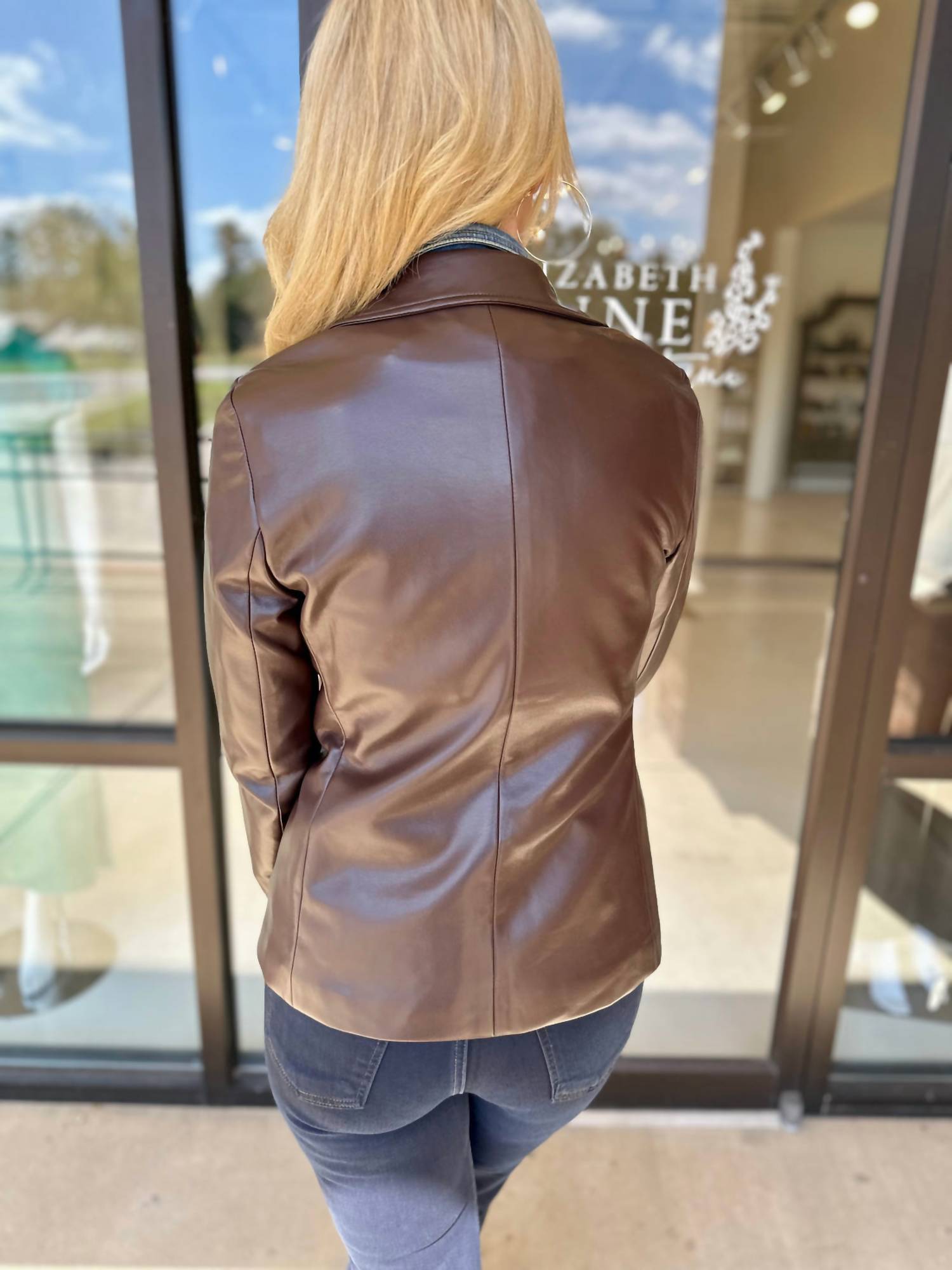 J. Society - Leather Blazer with Detachable Denim