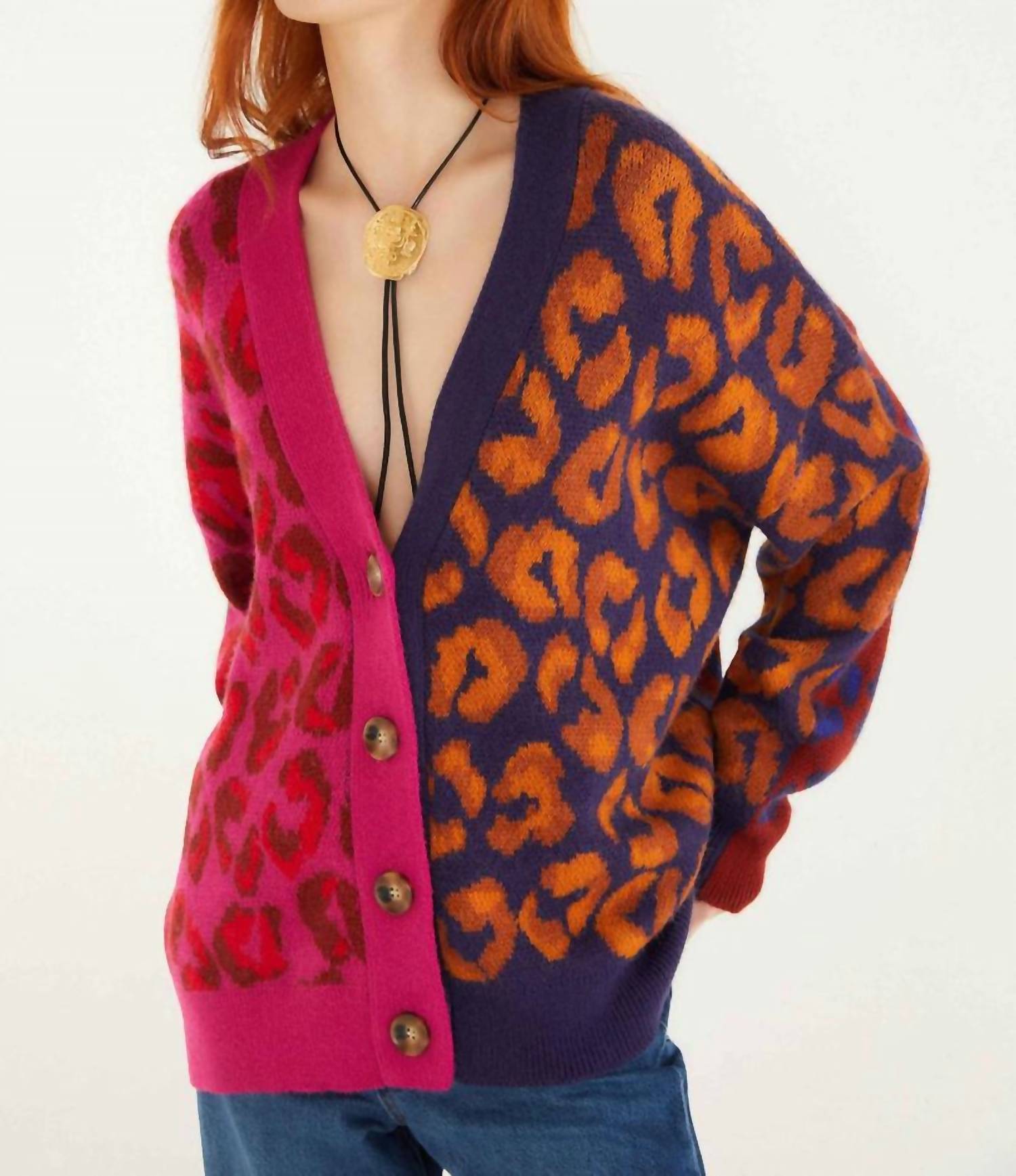 Farm Rio - Mixed Ikat Leopard Cardigan
