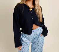 Mimosa Sutton Classic Cardigan in navy - women's cardigan