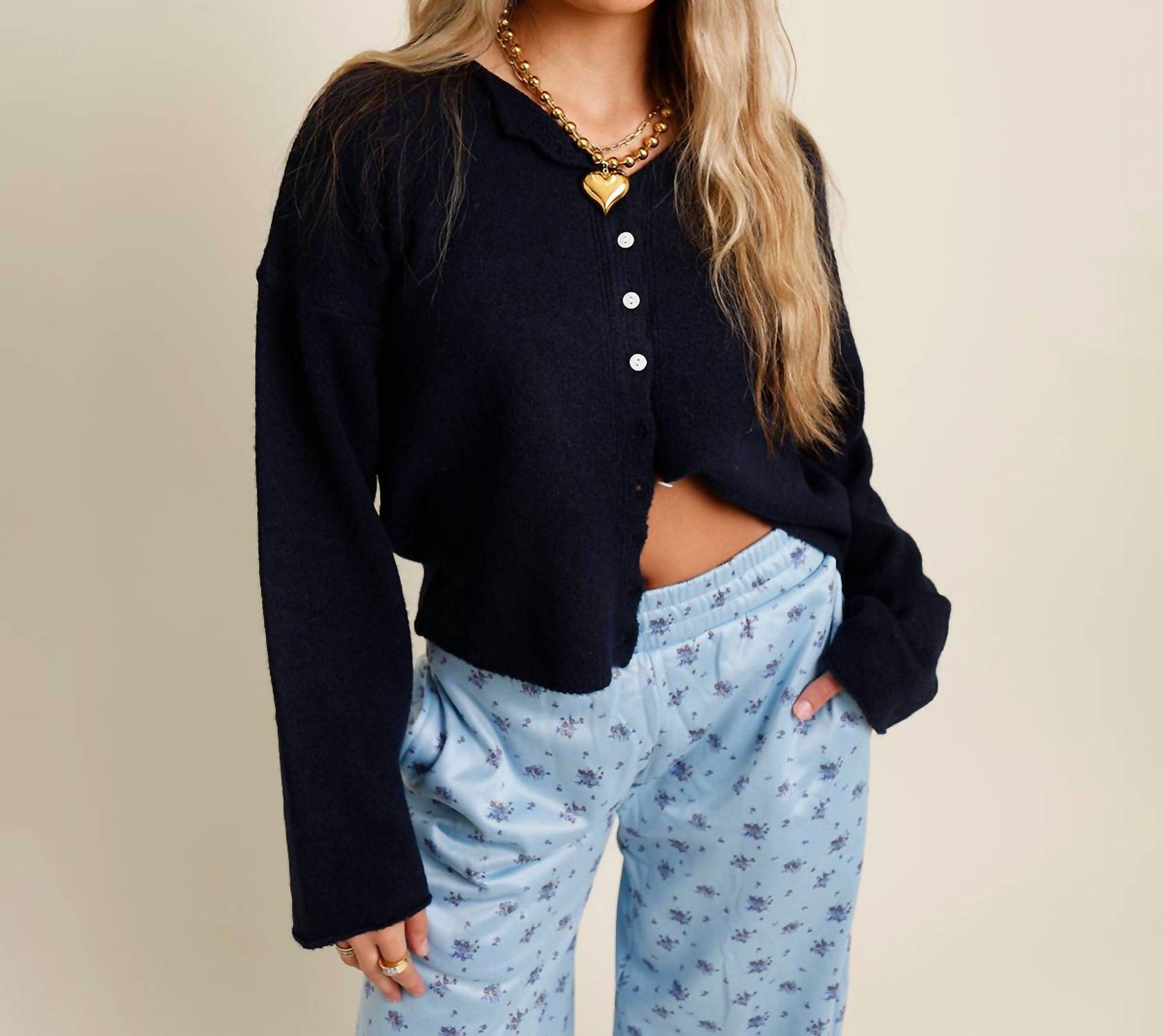Mimosa Sutton Classic Cardigan in navy - women's cardigan