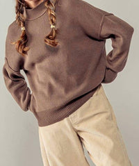 Urban Daizy - Valley Ribbed Knit Mock Neck Sweater