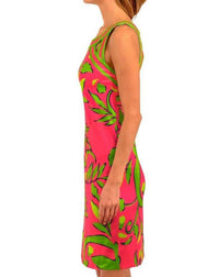 GRETCHEN SCOTT Isosceles Full Bloom Dress in pink green turquiose - women's dress - detail view