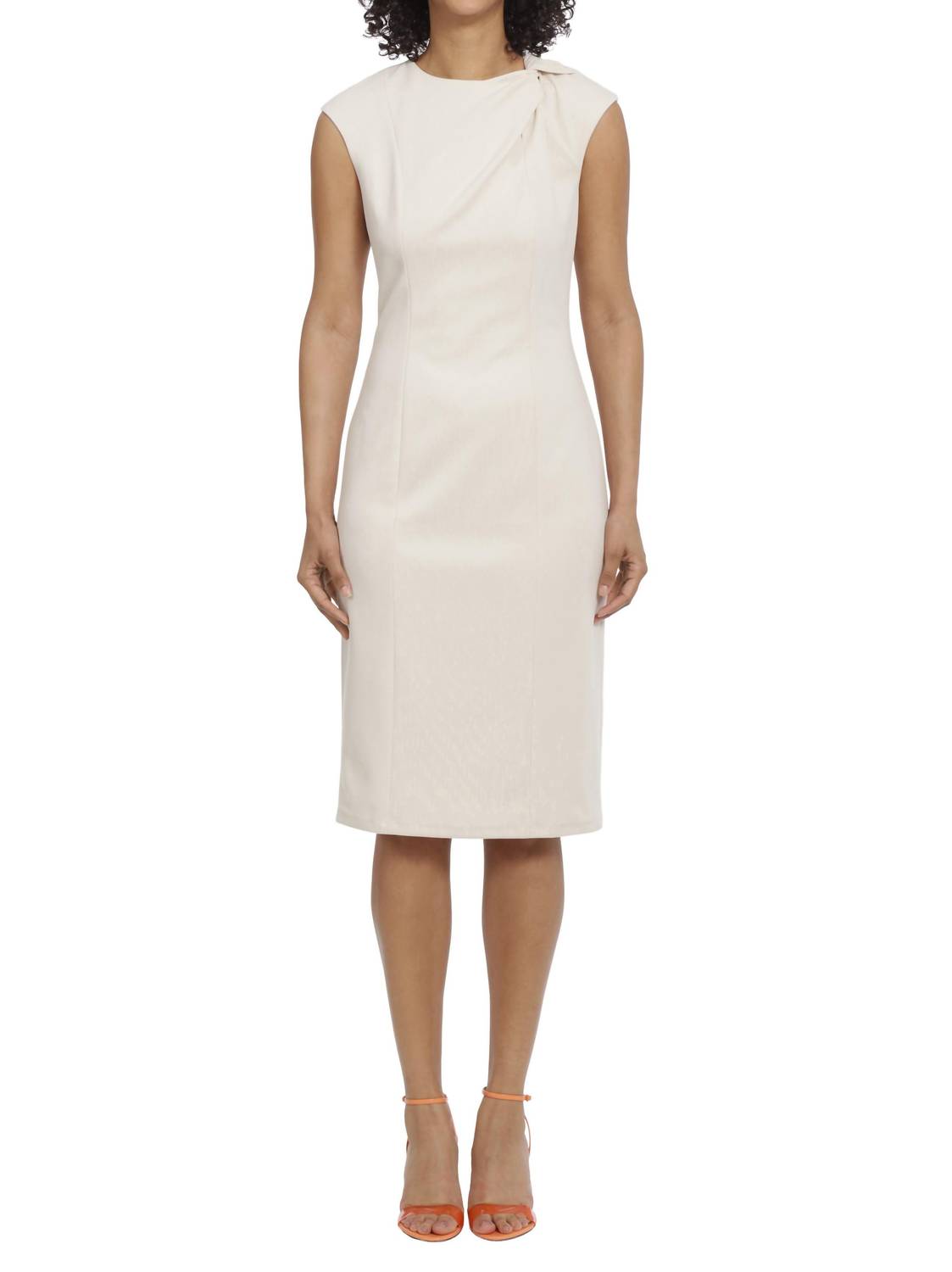 Maggy London - Straight Twist Neck Midi Sheath Dress