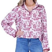 Joy Joy - Parisian Garden Button Down Blouse