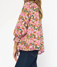Entro - Liza Button Down Floral Print Top