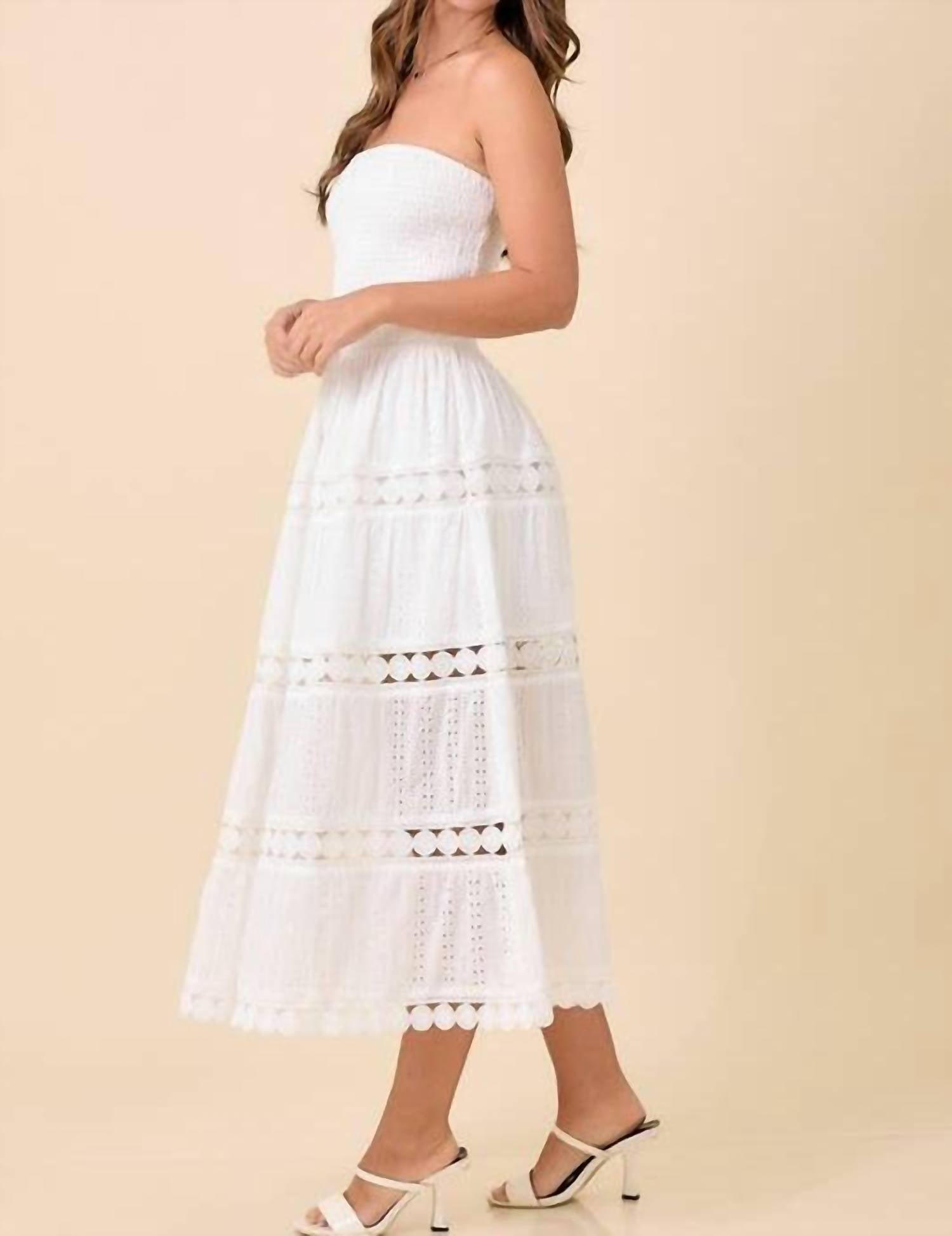 Main Strip - Lace Border Midi Dress