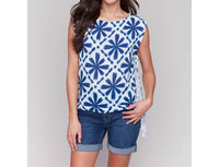 Charlie B - Side Tie Printed Sleeveless Blouse
