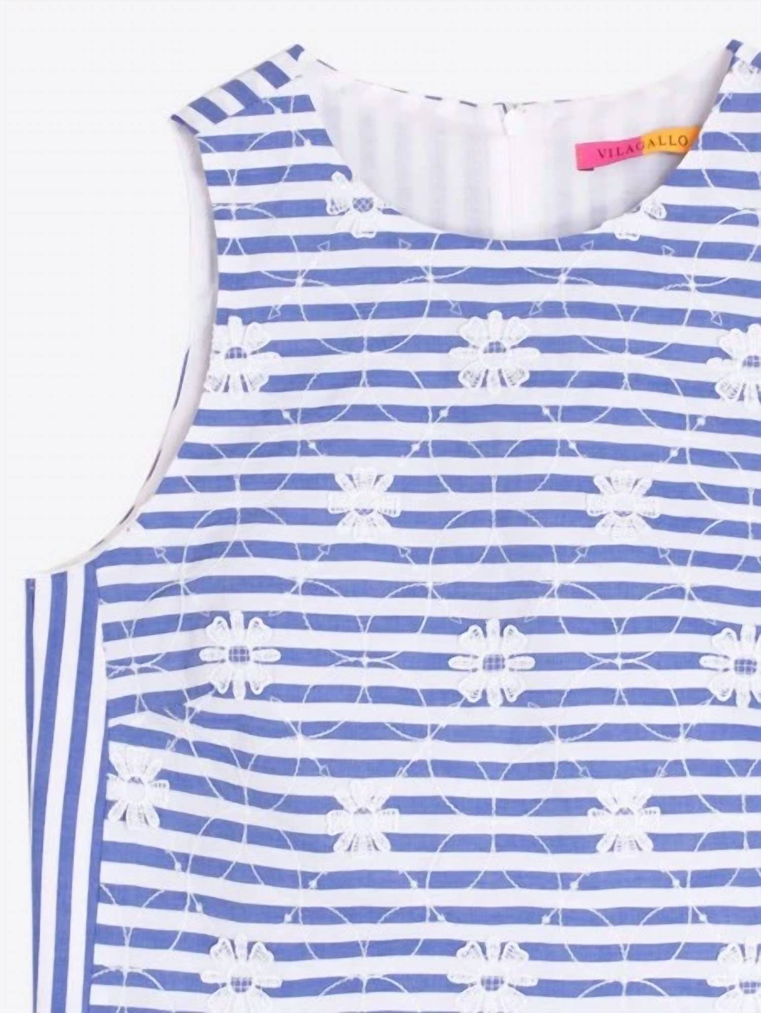Vilagallo - Floral Embroidery Striped Top