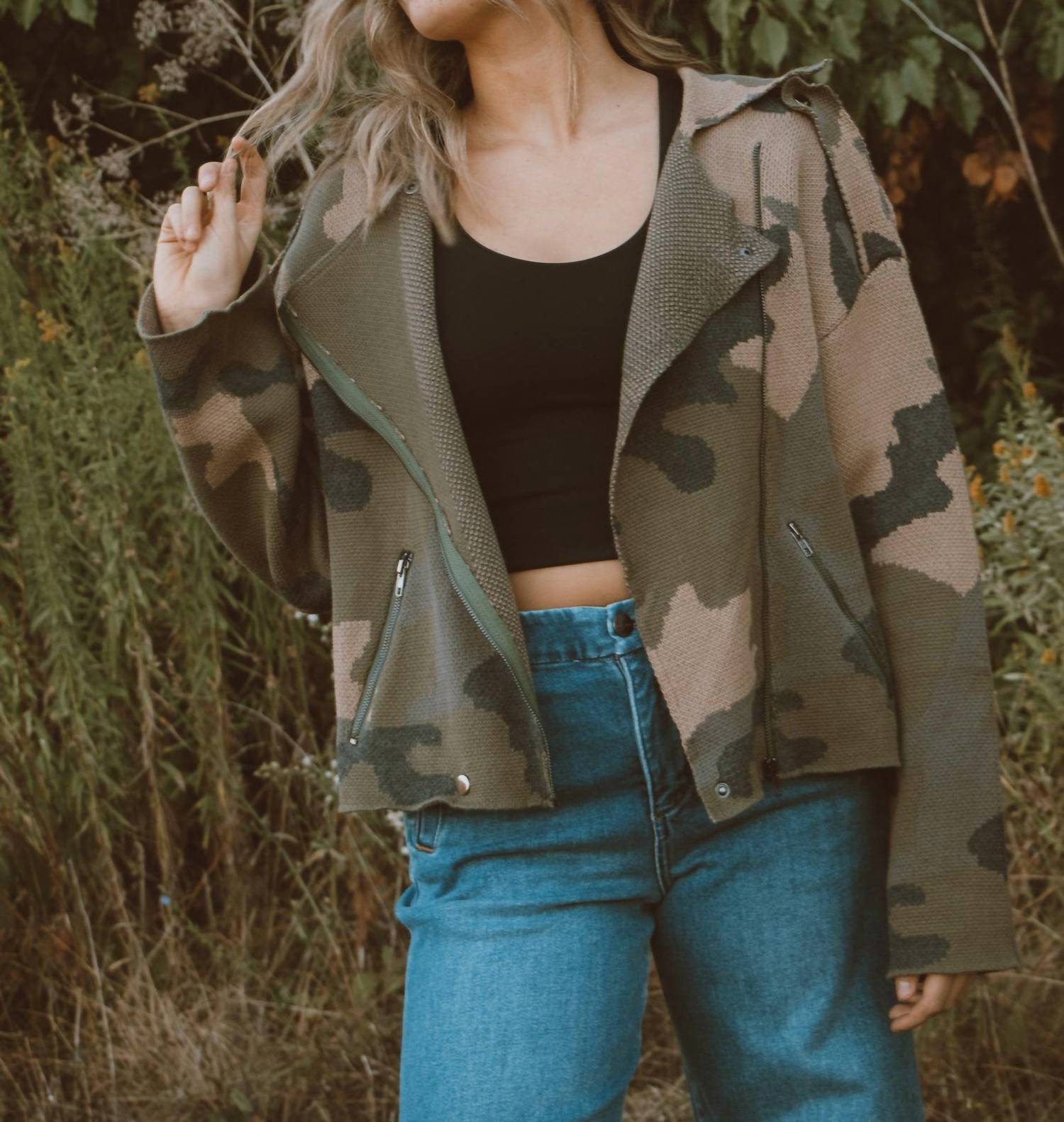Miss Me Cutie Long Sleeve Zip Up Jacket in camo - women's jacket - view 5