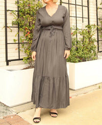 Grade & Gather - Slate Satin Maxi Dress