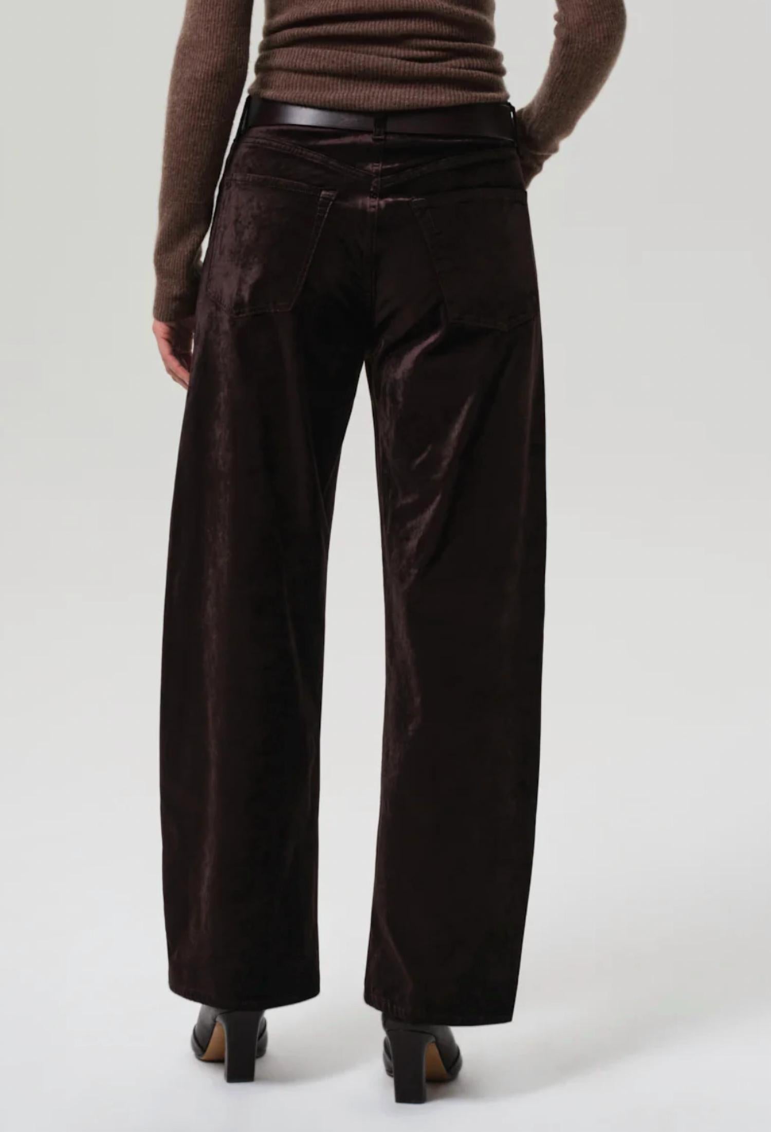 Citizens of Humanity Ayla Baggy Velvet Pants in espresso - women's pants - detail view