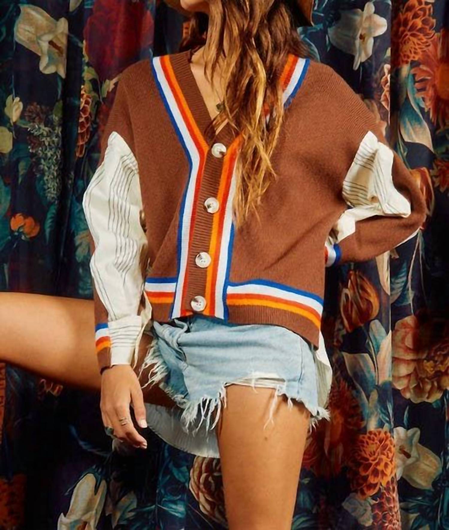 Bucketlist - Twofer Style Hi-low Hem Cardigan Top