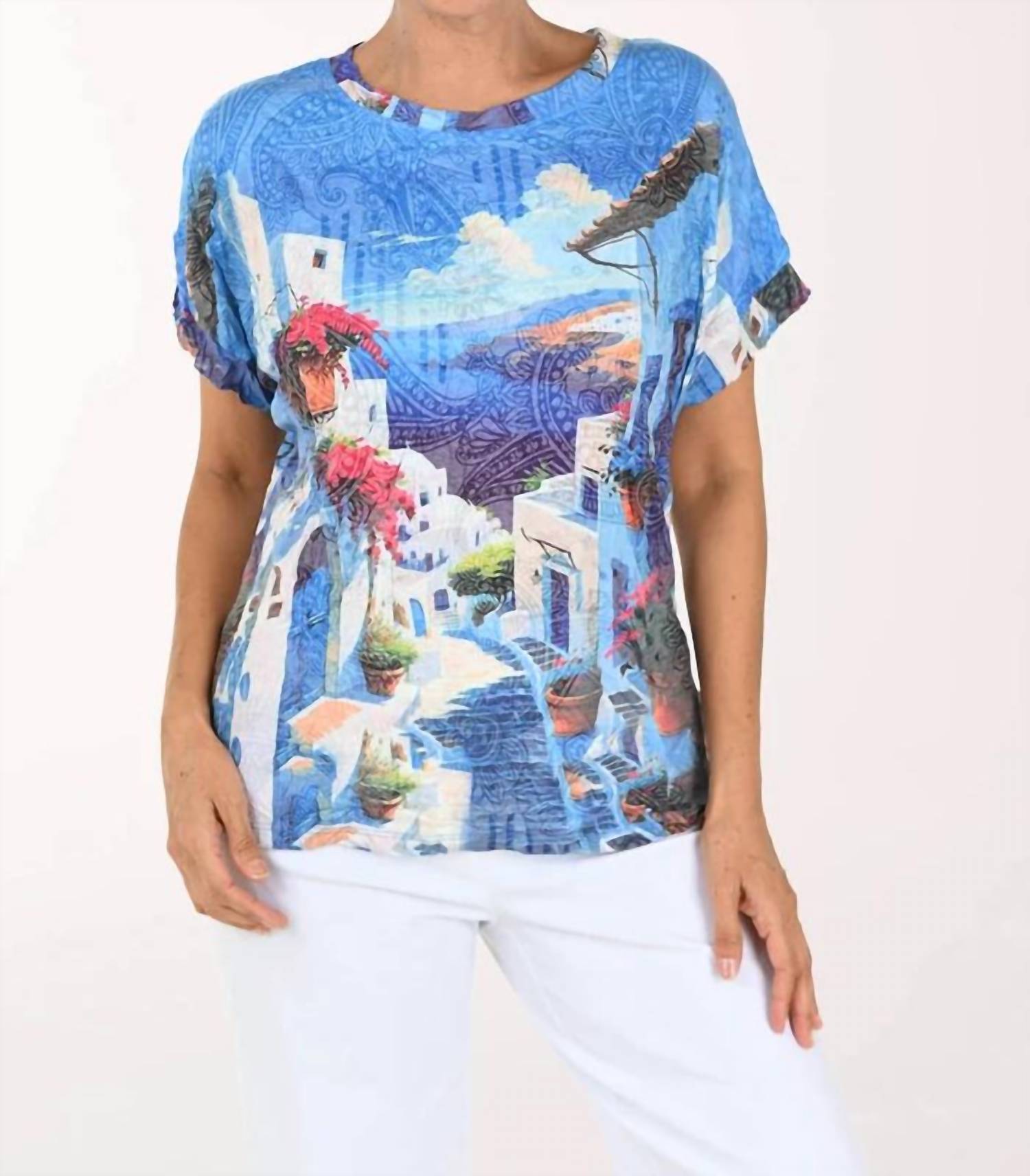 Shana Apparel - Santorini Crinkle Dolman Sleeve Tee