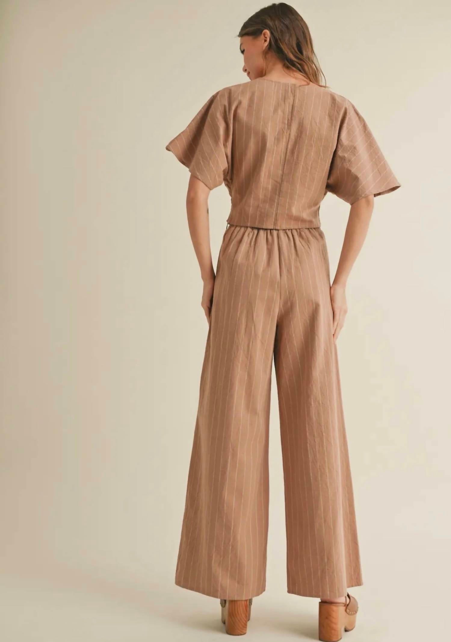 Miou Muse - stripe pattern pants with elastic waist