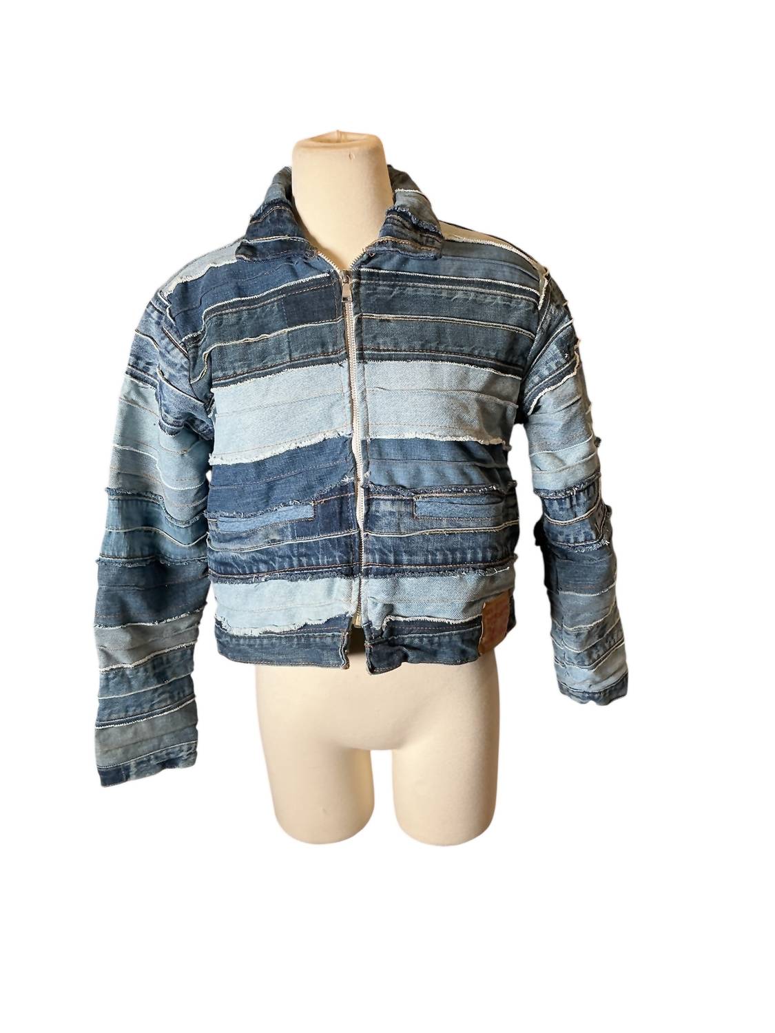 Mint Reworks - Women's Dixon Upcycled Levi's Zip Up Crop Boxy Denim Jacket