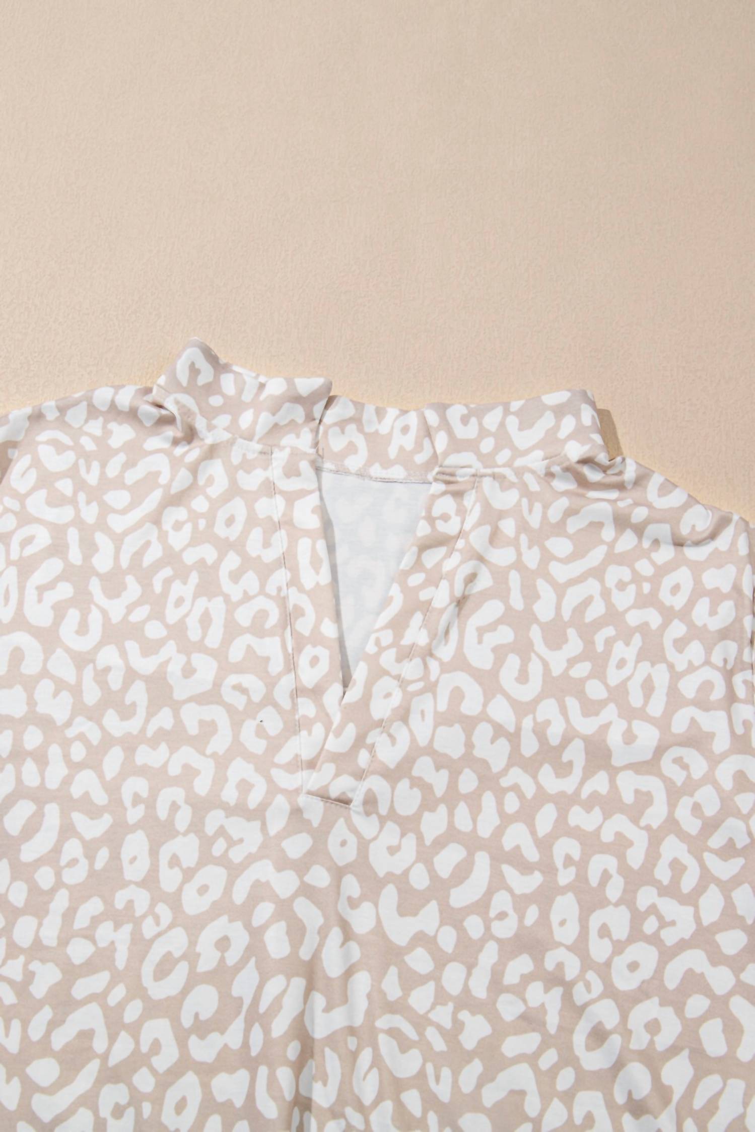 Dear Lover - Apricot Leopard Vneck Plus Size Top