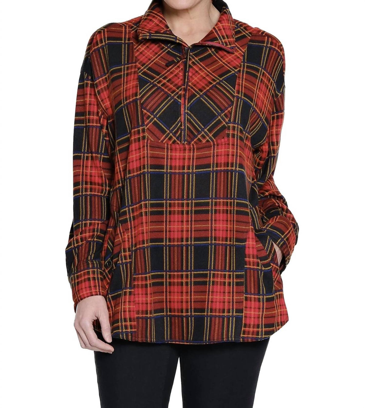 Tru Luxe - Half Zip Front Knit Shirt