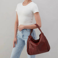 HOBO Women's Hazel Hobo Shoulder Bag in chestnut wave weave - women's bag - alternate view