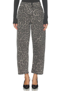 GOOD AMERICAN Women's Good Standard Barrel Jeans in grey lucky leopard - women's jeans
