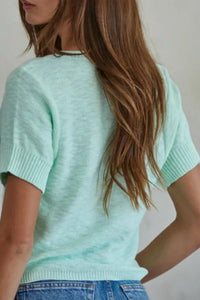 By Together Deacon Cardigan Top in light mint - women's cardigan - detail view