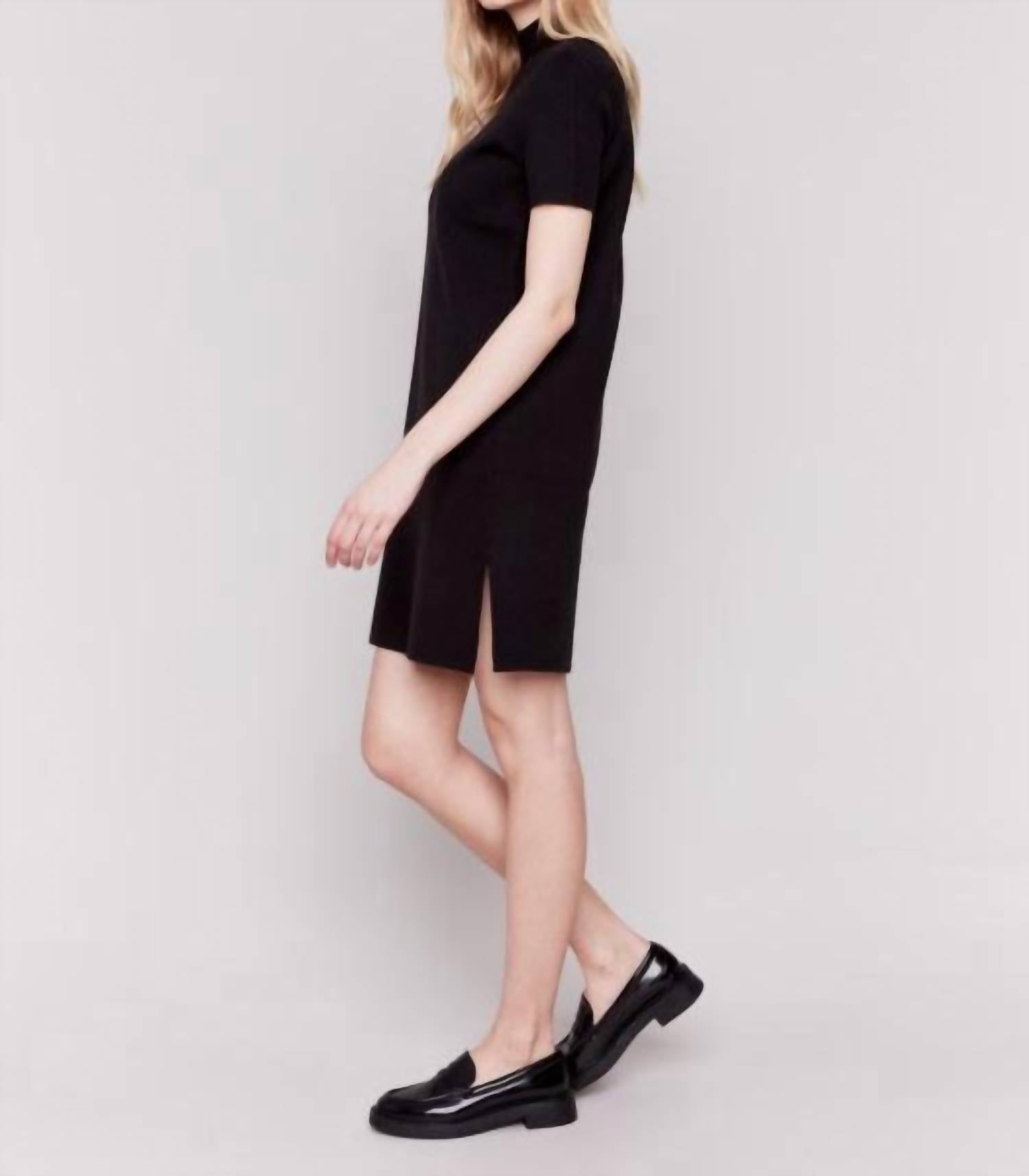 Charlie B - Short Sleeve Mock Neck Sweater Dress