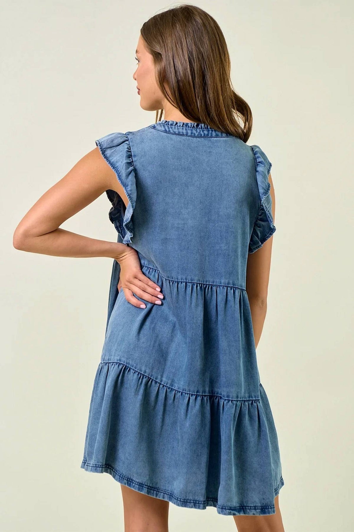 Doe And Rae - Tencel Ruffle Tiered Mini Dress