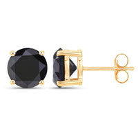Diana M Jewels Women's Round Natural Black Diamond Stud Earrings (4.30 Ct) - Statement in 14k yellow gold - women's jewelry