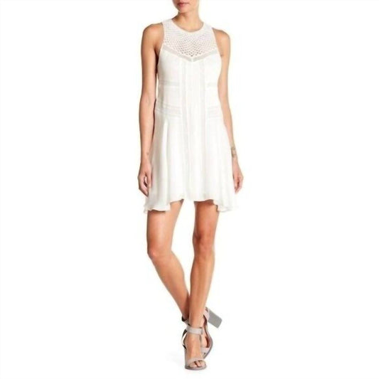 A.L.C. - Silk Eggshell Crochet Neckline Pleated Dress