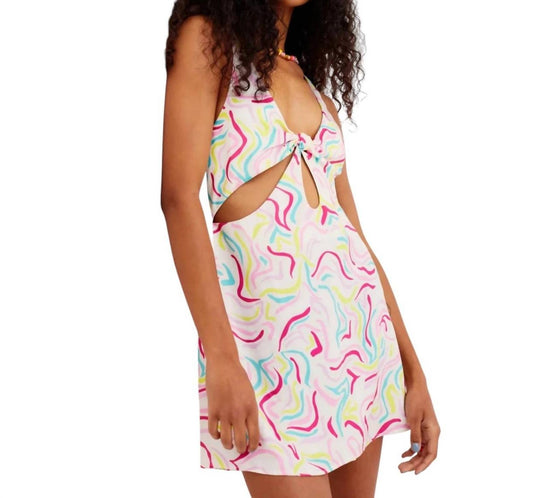 For Love & Lemons - Palmer Retro Print Cutout Satin Mini Dress