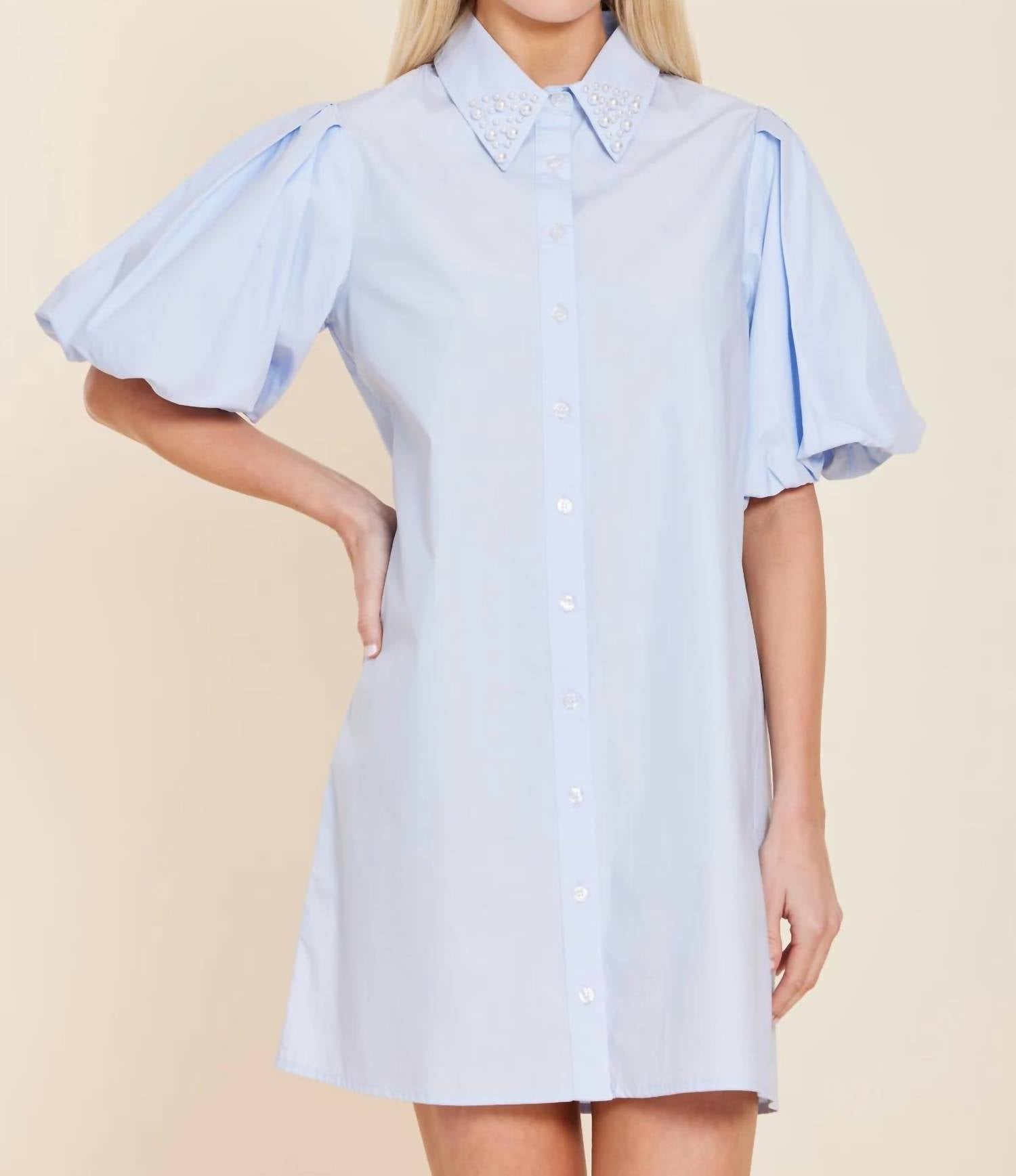 Dolce Cabo - Poplin Pearl Embellished Dress