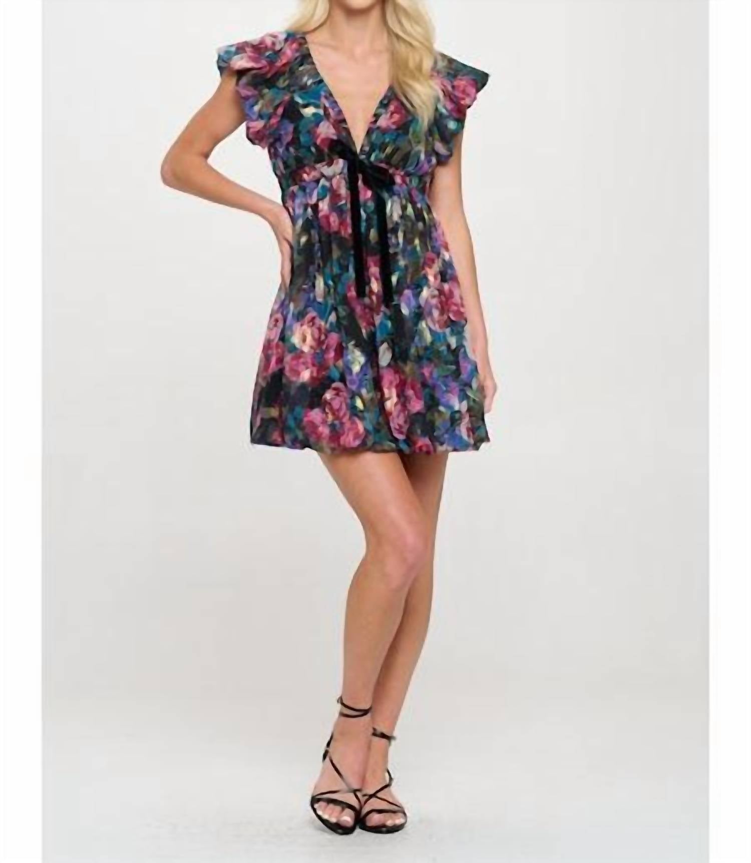 Meet Me In Santorini - Bow Floral Mini Dress
