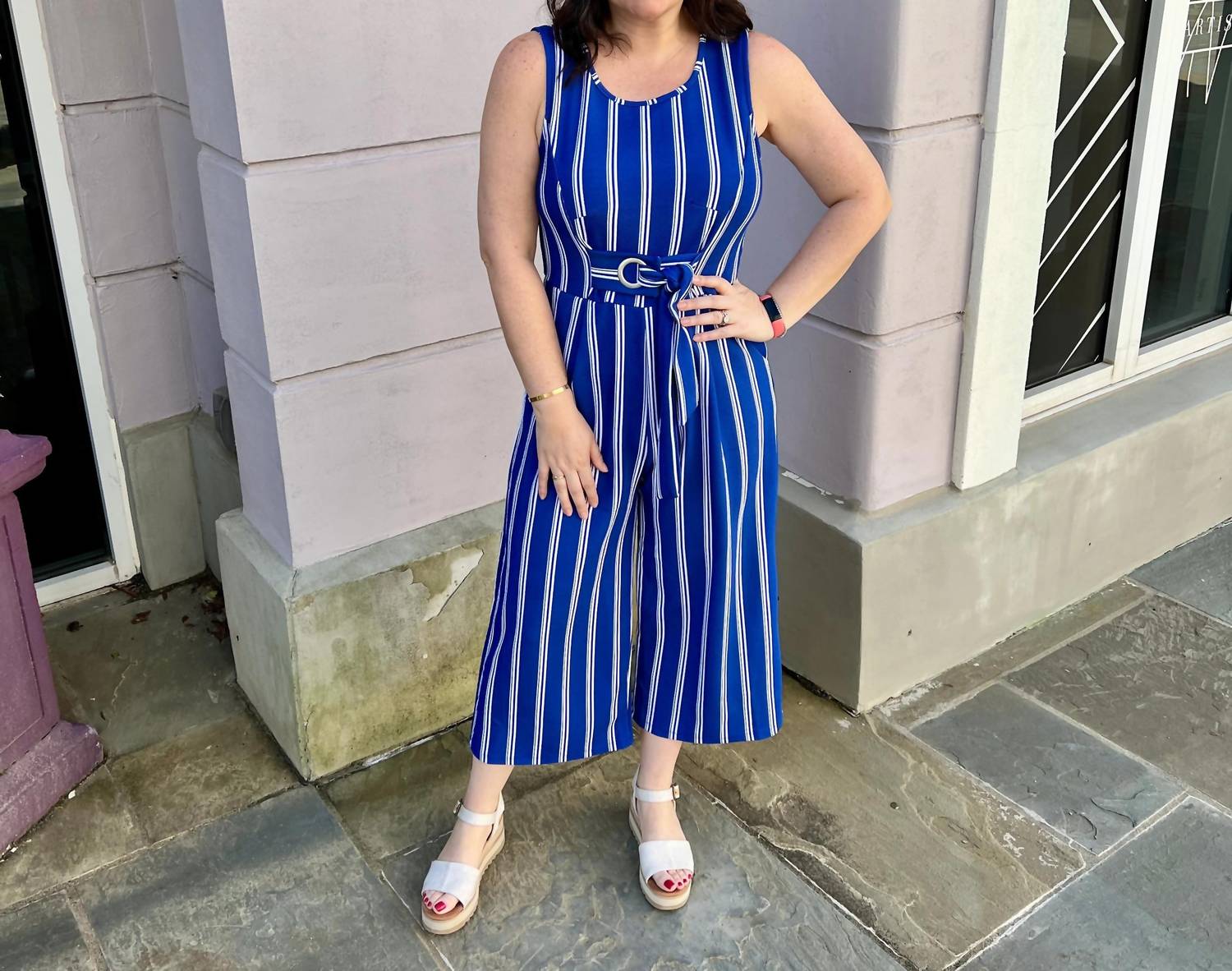 Apricot - Stripe Jumpsuit