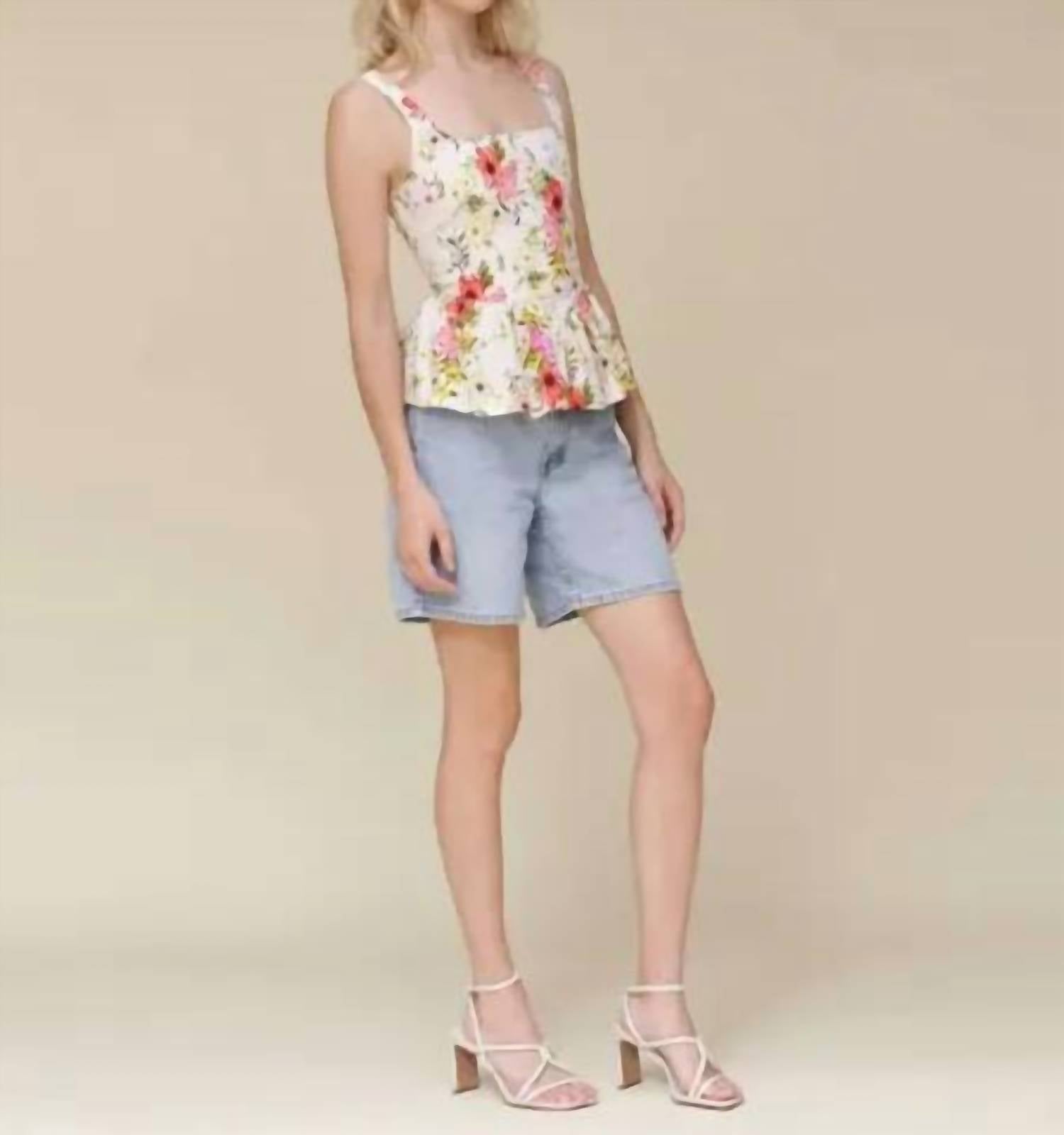 Avec Les Filles - Peplum Hem Corset Square Neck Top