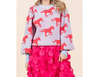 Style Usa - Horse Print Knit Sweater