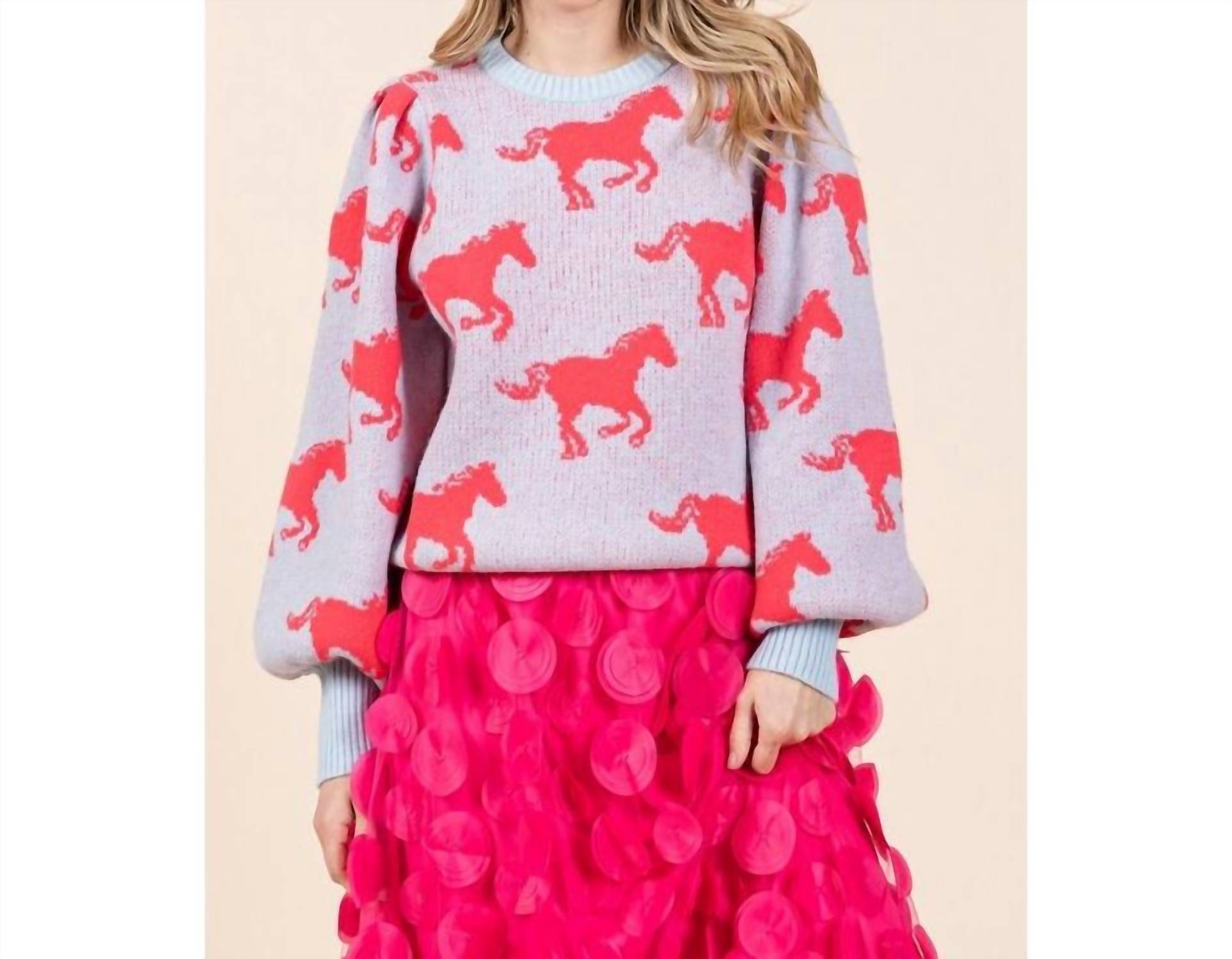 Style Usa - Horse Print Knit Sweater