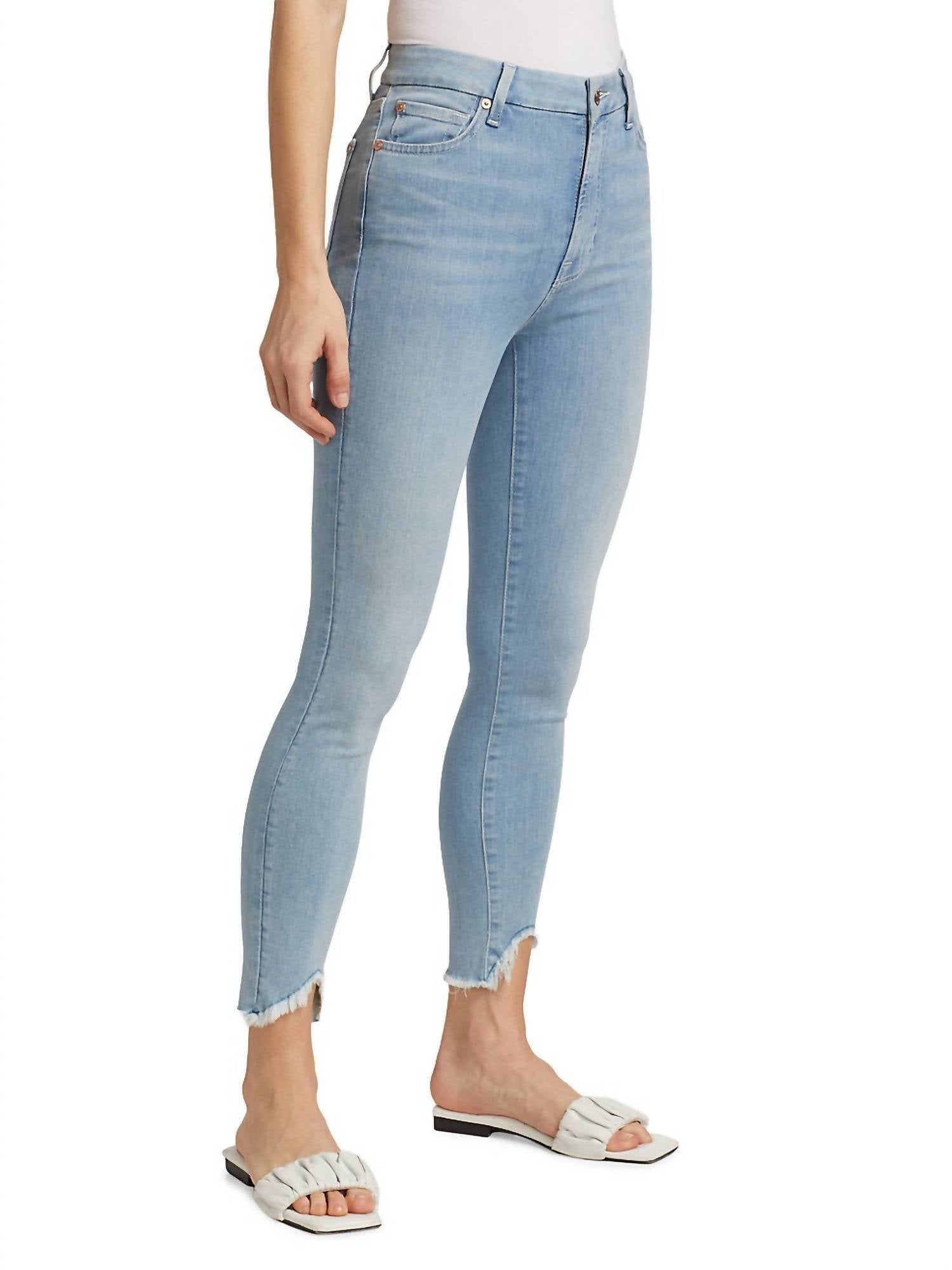 7 For All Mankind Ankle Skinny Frayed Wave Hem Jeans in maple - women's jeans - alternate view