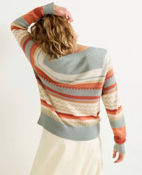 PENDLETON Raglan Cotton Sweater in rust blue multi - women's sweater - detail view