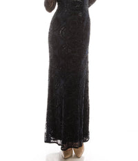 Aidan Mattox - Long Sleeve Cutout Back Beaded Dress
