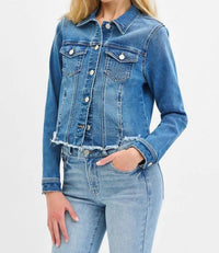 Risen - Fray Hem Western Jean Jacket